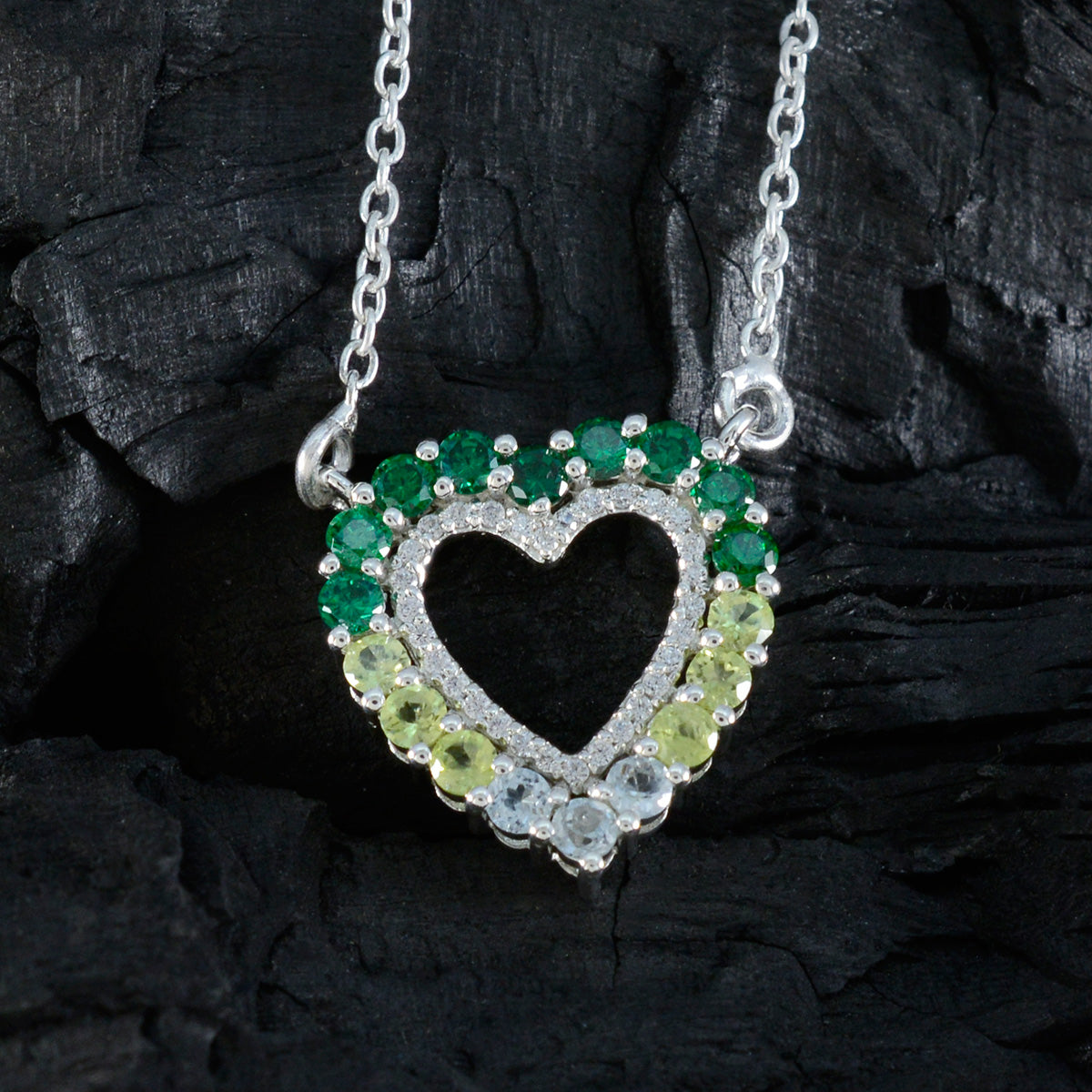 Multi Stone Featherlight Australian Sterling Silver multiple Zoe Bubble multicolor Pendant Jewellery