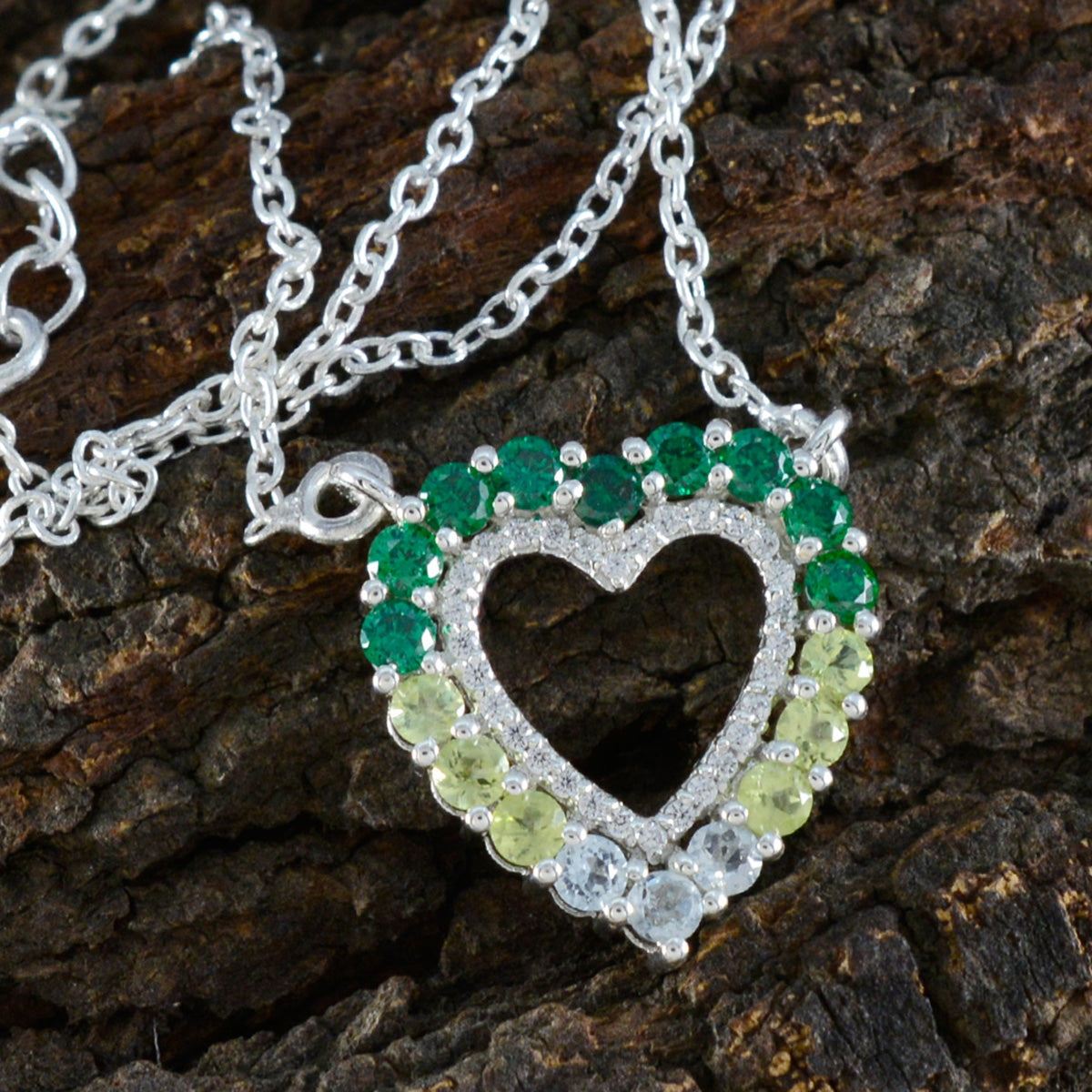 Colgante Zoe Bubble multicolor en plata de ley australiana, ligero y con múltiples piedras Imagen secundaria del producto