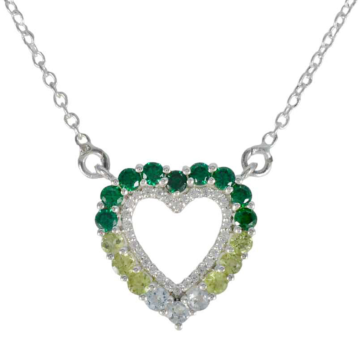Multi Stone Featherlight Australian Sterling Silver multiple multicolor Pendant Imagen principal del producto