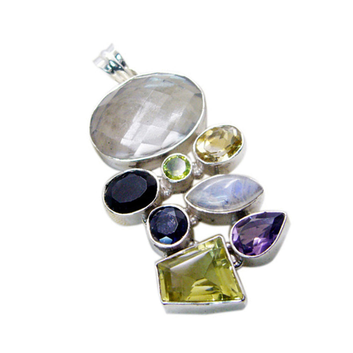 Multi Stone Chunky Turkish 925 Silver multiple Emily Etnic Multicolor Pendant Smycken Sekundär produktbild
