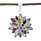 Multi Stone Chunky Russian 925 Silver multiple multicolor Pendant