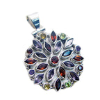 Multi Stone Chunky Moroccan Silver multiple Stella Heritage multicolor Pendant Jewelry
