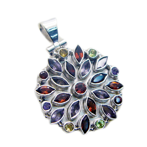 Multi Stone Chunky Moroccan Silver multiple Stella Heritage multicolor Pendant Jewelry