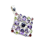 Multi Stone Chunky American 92.5 Silver multiple Victoria Cultural multicolor Pendant Jewellery