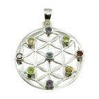 Multi Stone Statement Spanish 92.5 Silver Navratna multicolor Pendant