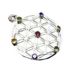 Multi Stone Statement Spanish 92.5 Silver multiple Lea Geometric multicolor Pendant Jewellery