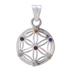 Multi Stone Featherlight Italian 925 Silver multiple multicolor Pendant