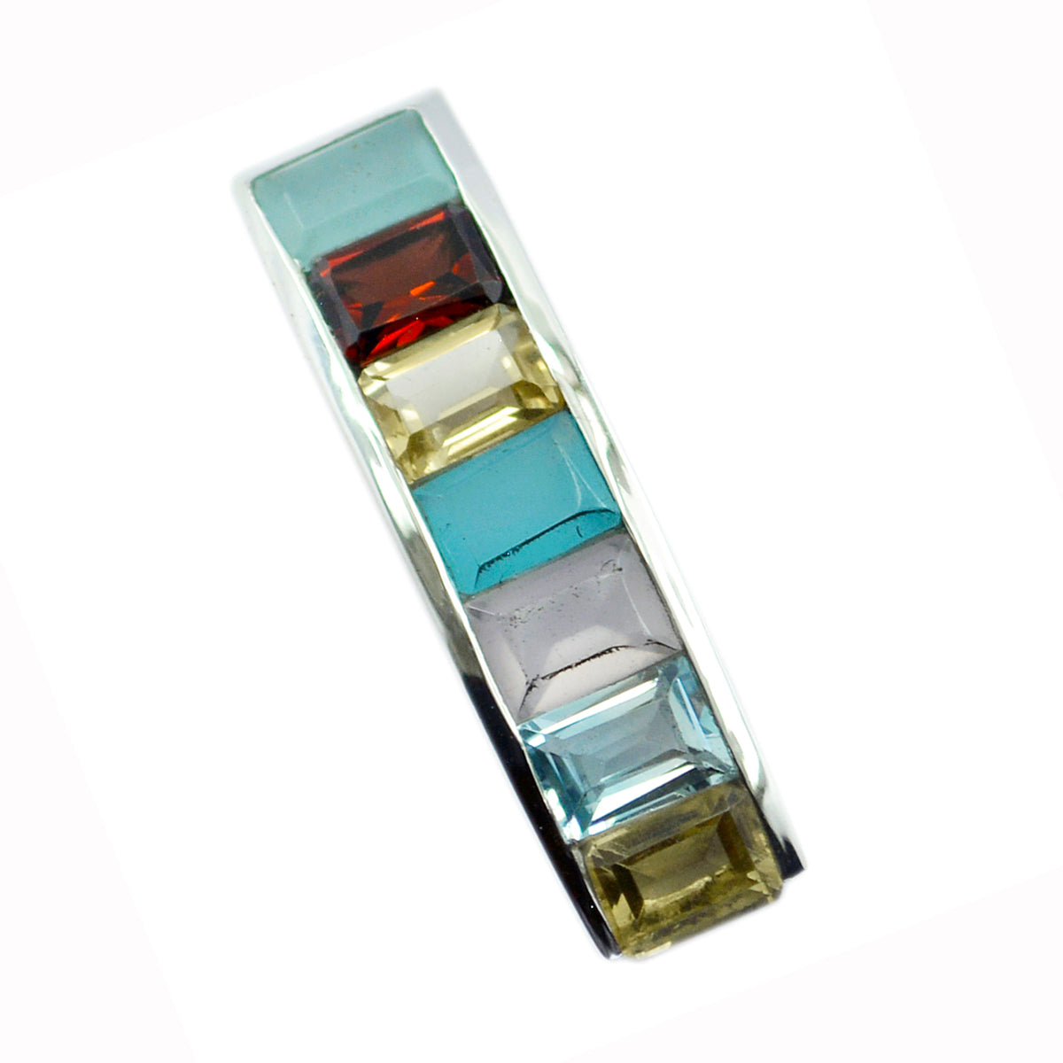 Colgante femenino multicolor de múltiples piedras en plata de ley egipcia llamativa con múltiples Ana Imagen principal del producto