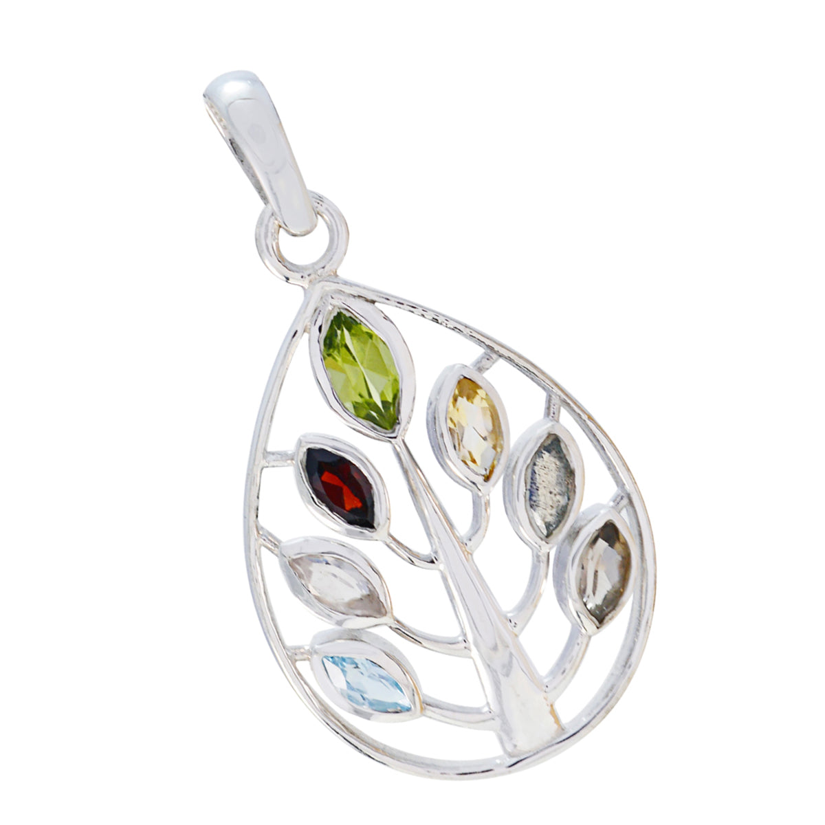 Multi Stone Tiny Egyptian 925 Silver Hepta Abigail Sophisticated multicolor Pendant Jewelry