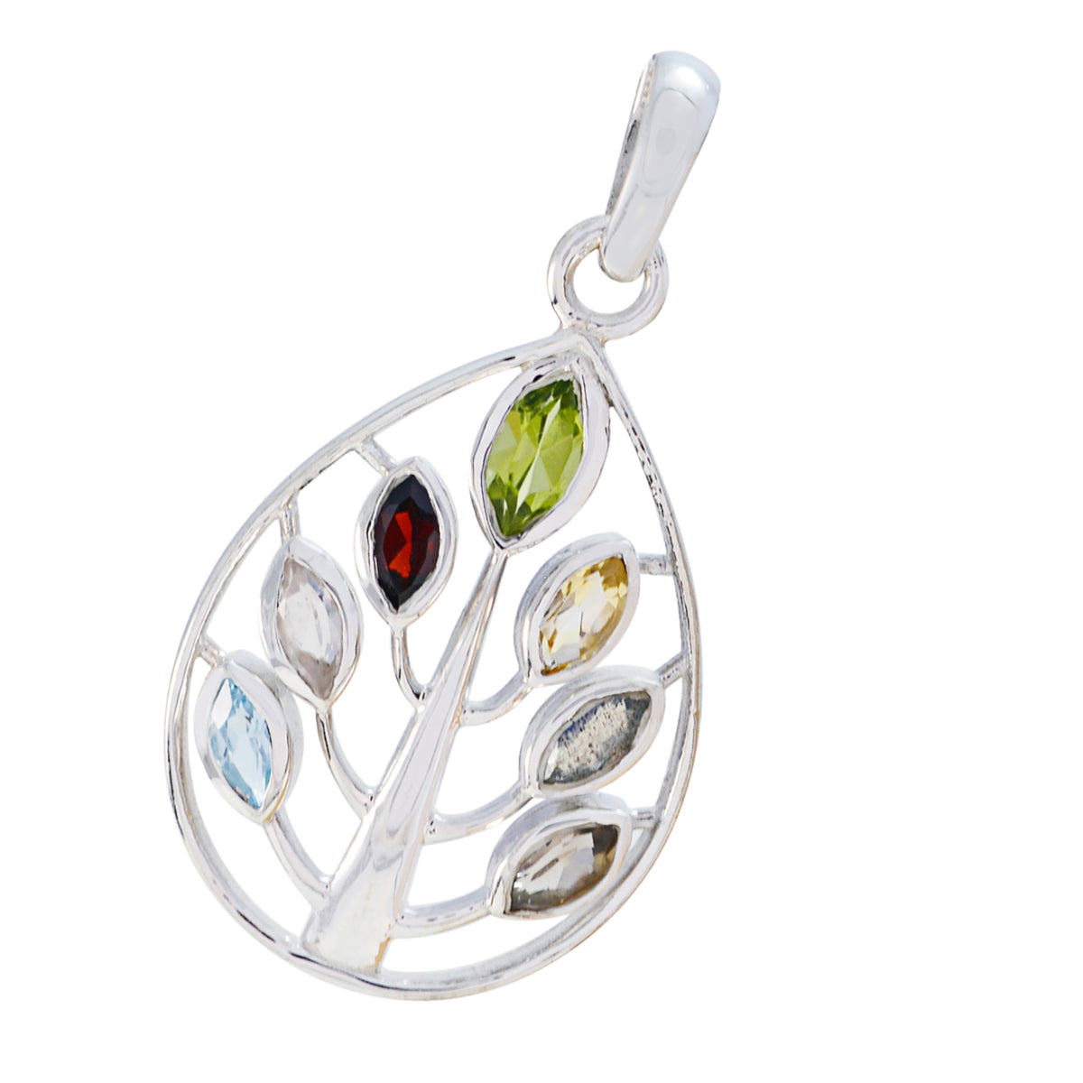 Multi Stone Tiny Egyptian 925 Silver Hepta Abigail Sophisticated multicolor Pendant Jewelry