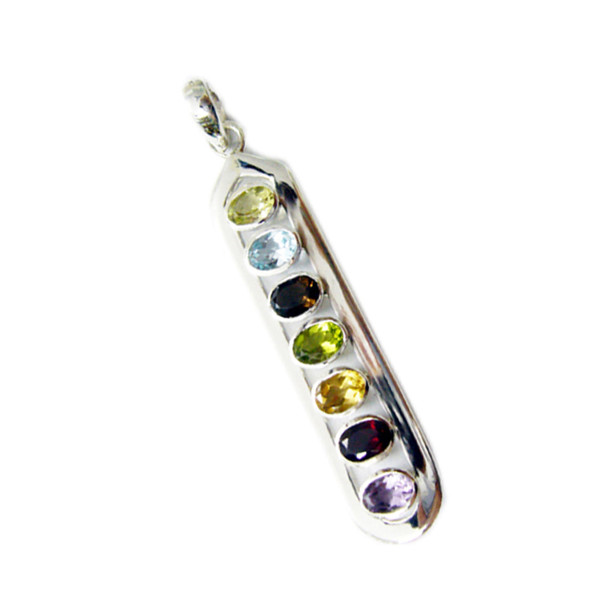 Multi Stone Classic American Sterling Silver Hepta Audrey Abstract multicolor Pendant Jewellery