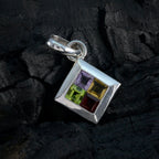 Multi Stone Whisper-thin Moroccan 925 Silver quarter Marie Abstract multicolor Pendant Jewelry