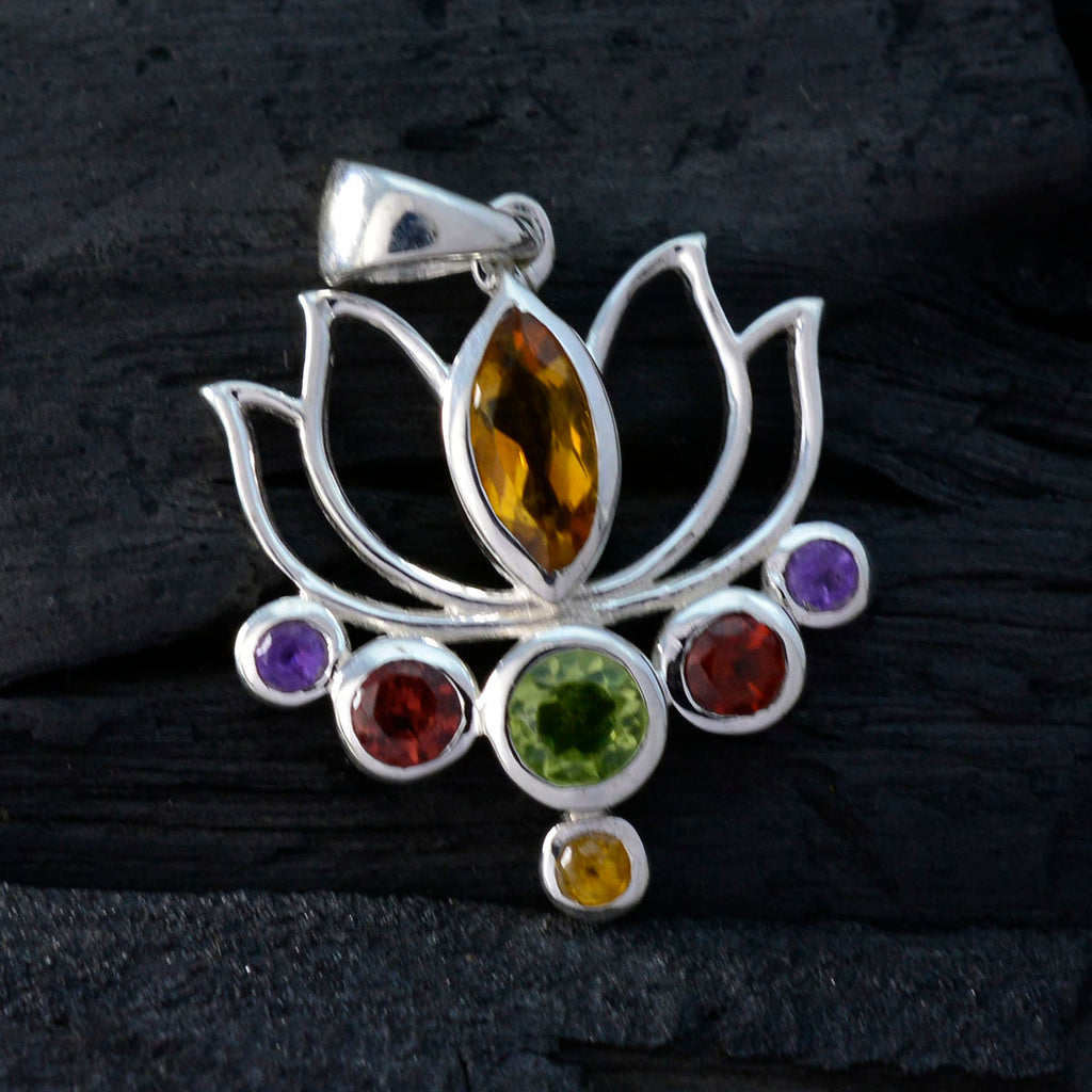Multi Stone Elegant Korean 92.5 Silver Hepta Eun-ji Rope-Wire multicolor Pendant Jewellery