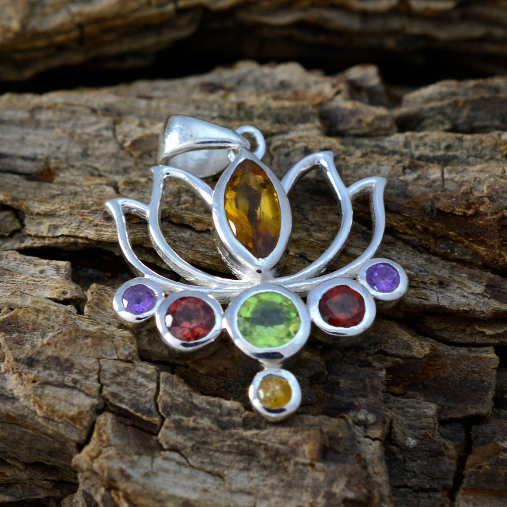 Multi Stone Elegant Korean 92.5 Silver Hepta Eun-ji Rope-Wire multicolor Pendant Jewellery