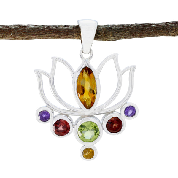 Multi Stone Elegant Korean 92.5 Silver Hepta multicolor Pendant