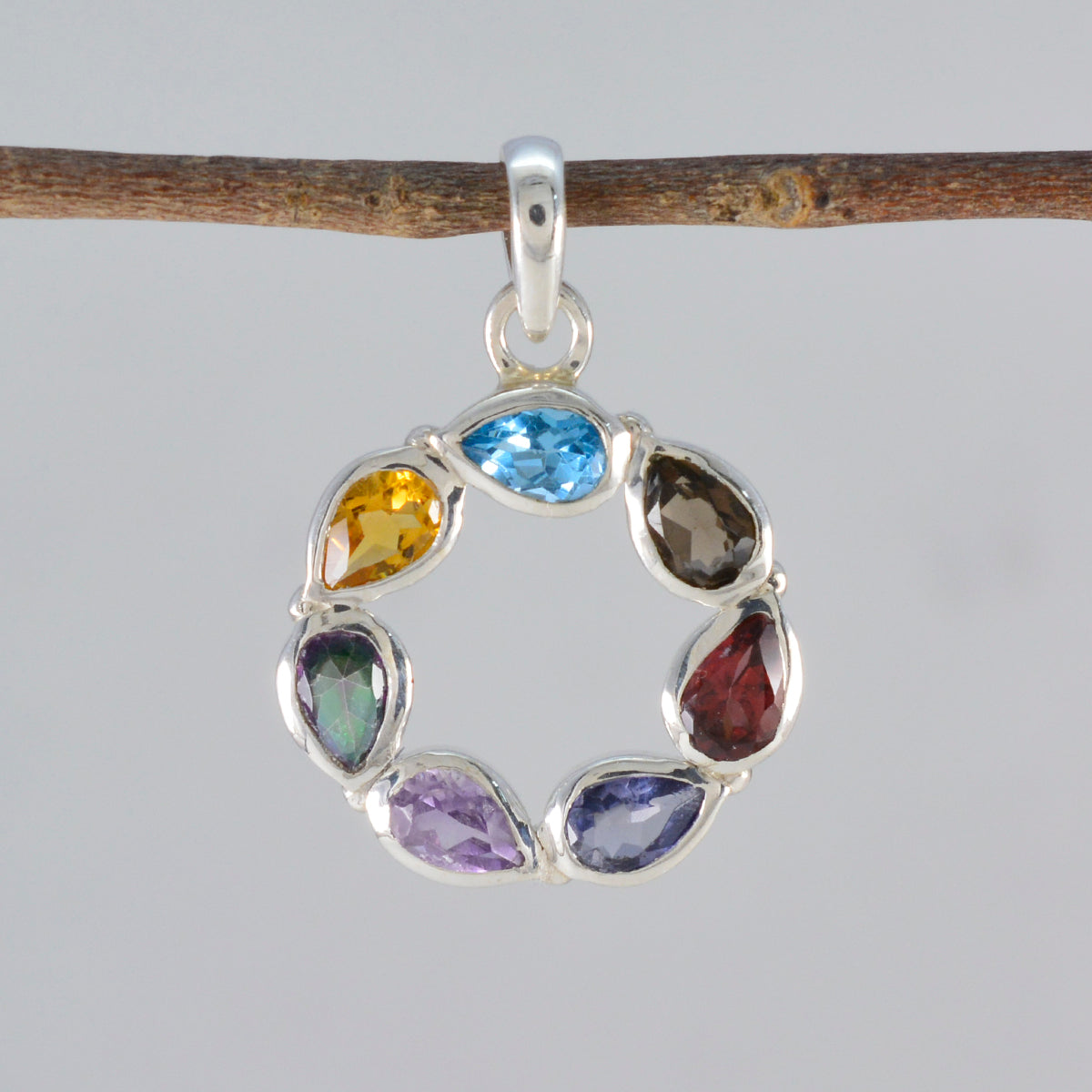 Ciondolo multicolore Isabelle Love Hepta in argento 925 messicano con pietra multicolore Immagine secondaria del prodotto