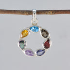 Multi Stone Dainty Mexican 925 Silver Hepta Isabelle Love multicolor Pendant Jewelry