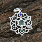 Multi Stone Classic American 92.5 Silver Hepta Mia Rope-Wire multicolor Pendant Jewellery