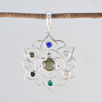 Multi Stone Classic American 92.5 Silver Hepta Mia Rope-Wire multicolor Pendant Jewellery