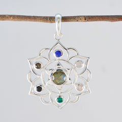 Multi Stone Classic American 92.5 Silver Hepta Mia Rope-Wire multicolor Pendant Jewellery