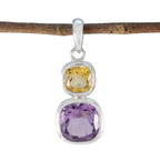 Multi Stone Whisper-thin Mexican Sterling Silver Toi et Moi multicolor Pendant