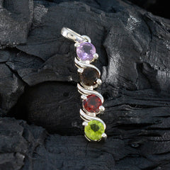 Delicato ciondolo multicolore Yasmin in argento marocchino con pietra multicolore