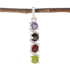 Multi Stone Delicate Moroccan Silver quarter multicolor Pendant