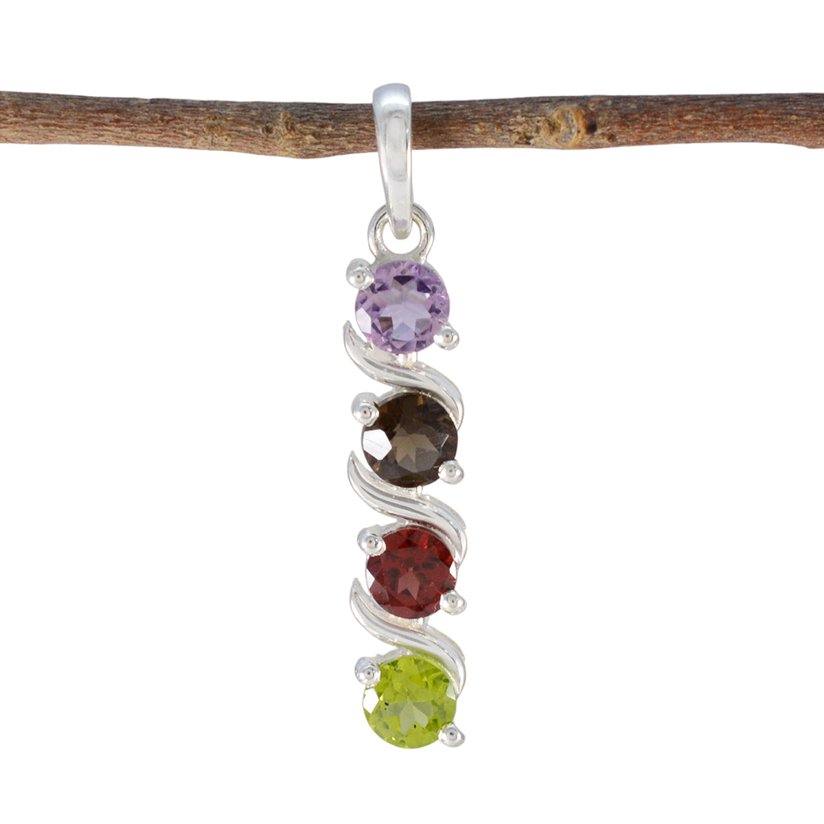 Multi Stone Delicate Moroccan Silver quarter multicolor Pendant