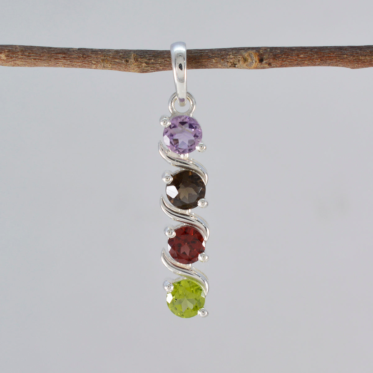 Multi Stone Delicate Moroccan Silver quarter Yasmin Romantic multicolor Pendant Jewelry