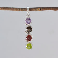 Delicato ciondolo multicolore Yasmin in argento marocchino con pietra multicolore