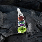 Multi Stone Minimalist Korean 925 Silver Trilogy Emi Abstract multicolor Pendant Jewelry