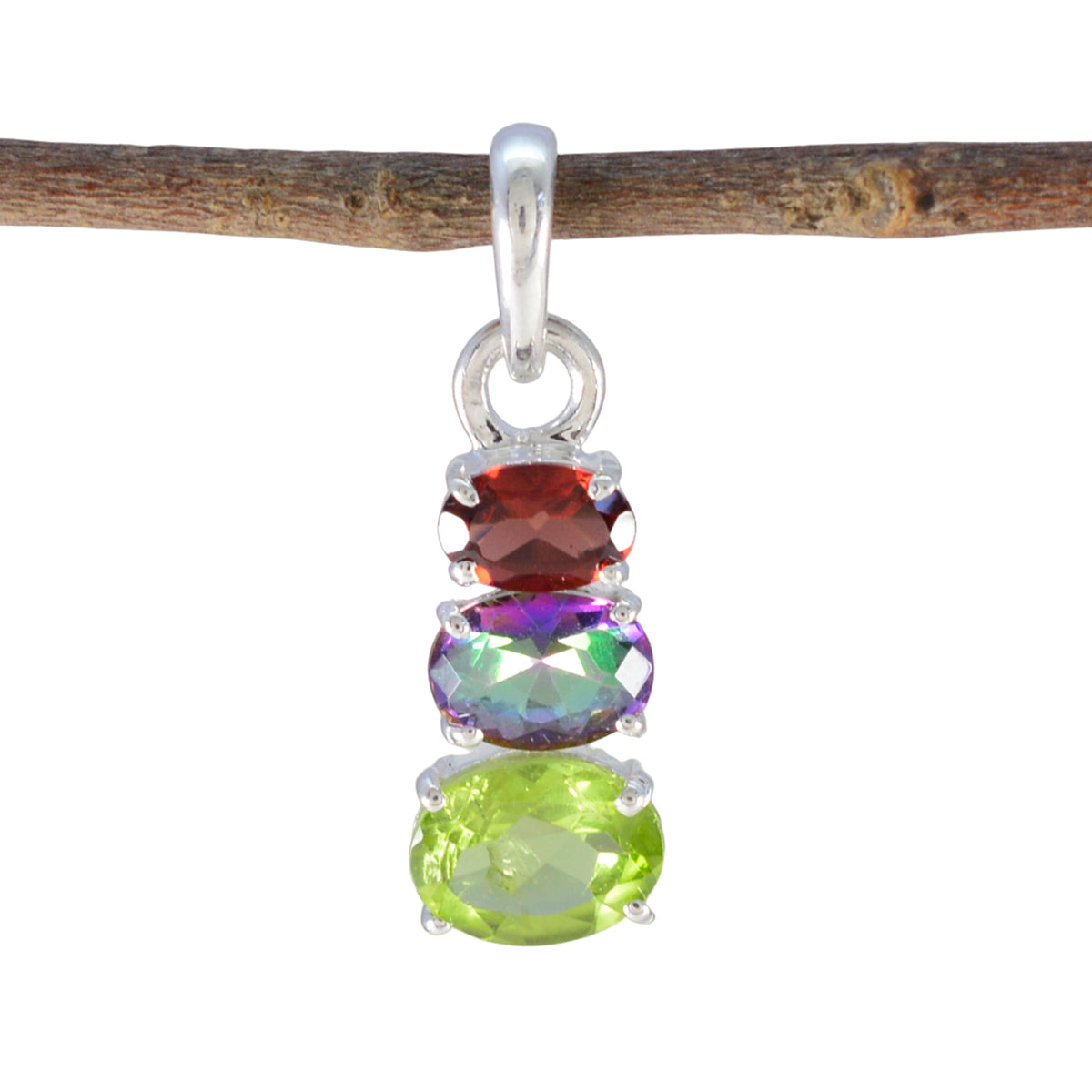 Multi Stone Minimalist Korean 925 Silver Trilogy multicolor Pendant