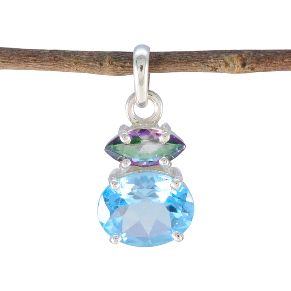 Multi Stone Delicate Mexican 92.5 Silver Toi et Moi multicolor Pendant