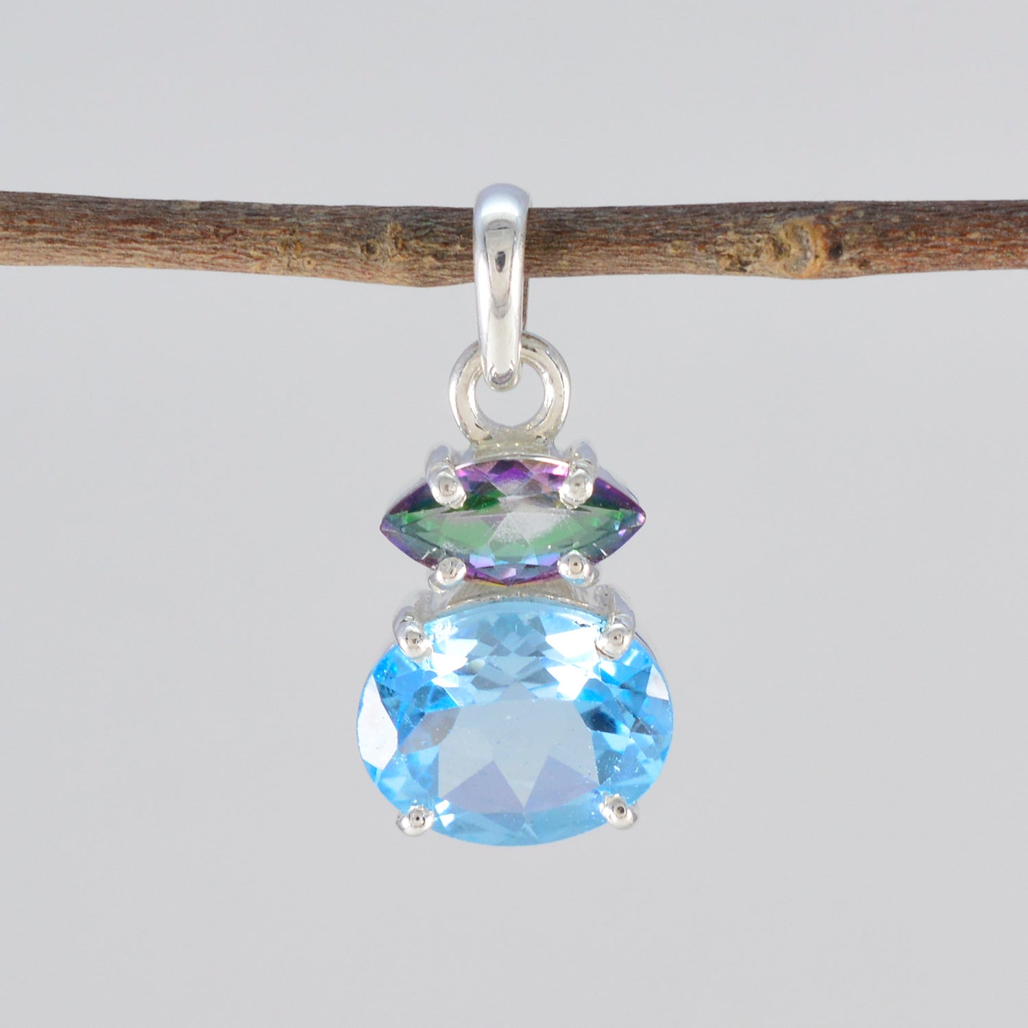 Multi Stone Delicate Mexicaanse 92,5 Zilveren Toi et Moi Yasmine Trendy veelkleurige Hanger Sieraden Secundaire afbeelding