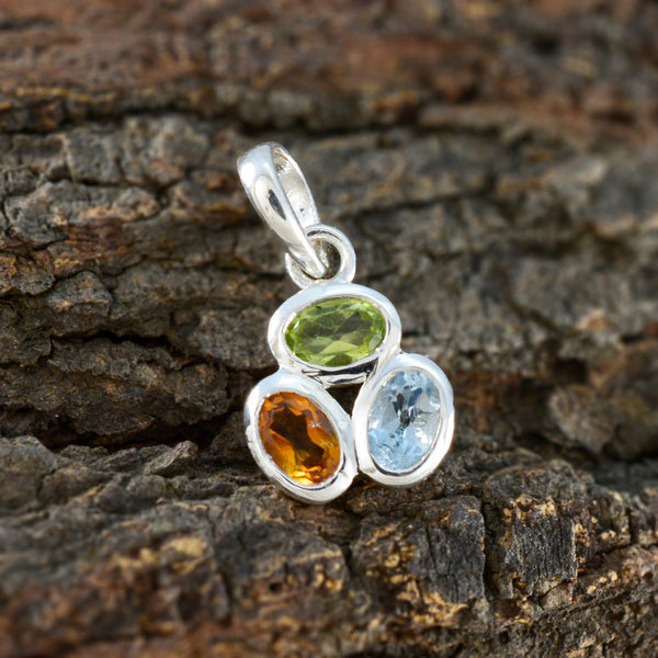 Multi Stone Elegant Korean 92.5 Silver Trilogy Nari Modern multicolor Pendant Jewellery