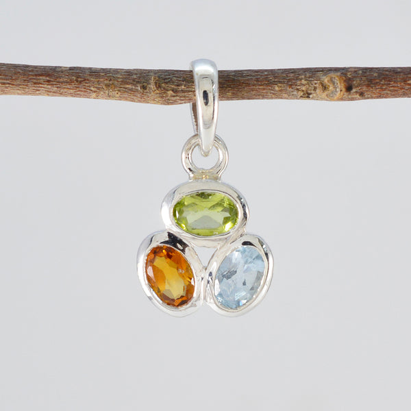 Multi Stone Elegant Korean 92.5 Silver Trilogy Nari Modern multicolor Pendant Jewellery