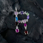 Pendentif indien élégant en argent sterling multi-pierres, bijou féminin multicolore Nisa