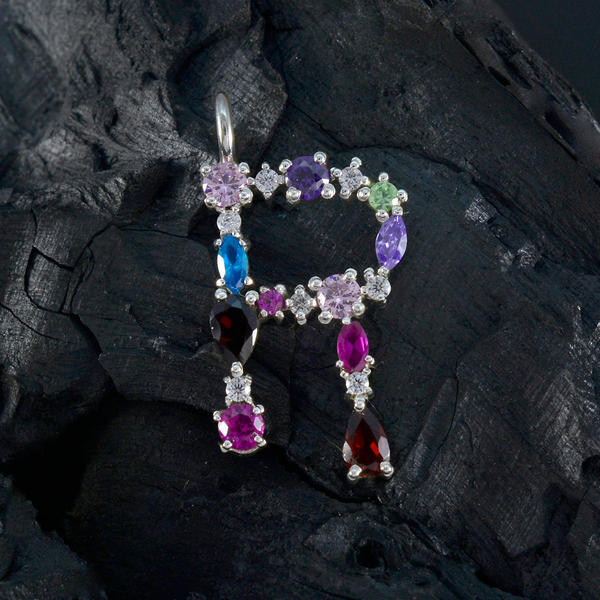 Pendentif indien élégant en argent sterling multi-pierres, bijou féminin multicolore Nisa