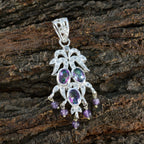 Multi Stone Featherlight African Silver multiple Yasmine Bubble multicolor Pendant Jewelry