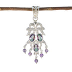 Multi Stone Featherlight African Silver multiple multicolor Pendant