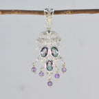 Multi Stone Featherlight African Silver multiple Yasmine Bubble multicolor Pendant Jewelry