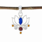 Multi Stone Dainty Russian Silver Hepta multicolor Pendant