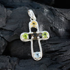 Multi Stone Dainty Latin American 925 Silver quarter Autumn Glamorous multicolor Pendant Jewelry