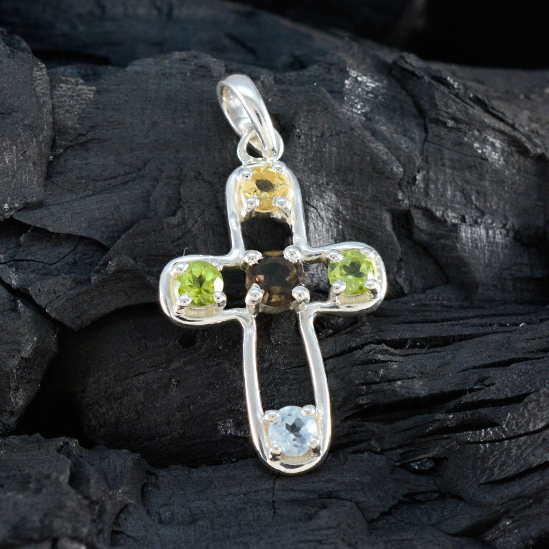 Multi Stone Dainty Latin American 925 Silver quarter Autumn Glamorous multicolor Pendant Jewelry