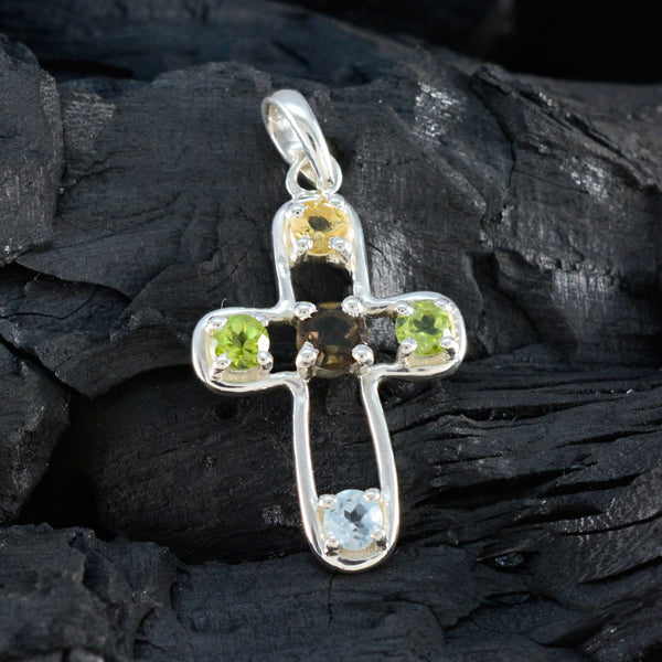 Multi Stone Dainty Latin American 925 Silver quarter Autumn Glamorous multicolor Pendant Jewelry