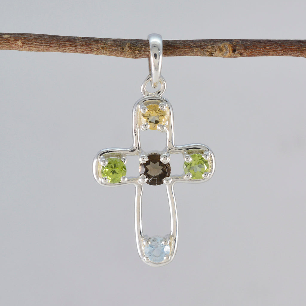 Multi Stone Dainty Latin American 925 Silver quarter Autumn Glamorous multicolor Pendant Jewelry
