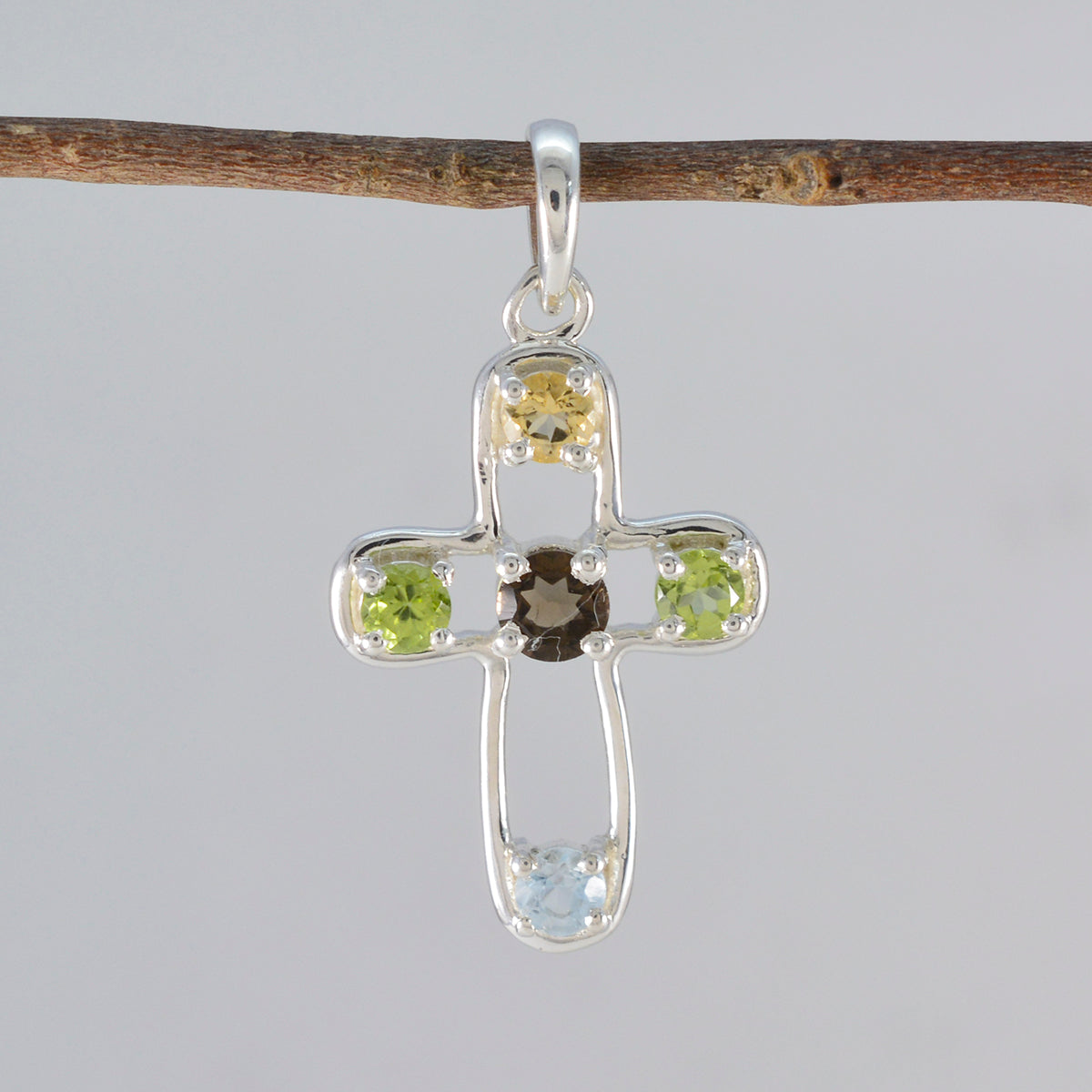 Multi Stone Dainty Latin American 925 Silver quarter Autumn Glamorous multicolor Pendant Jewelry