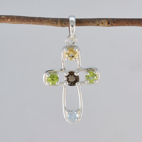 Multi Stone Dainty Latin American 925 Silver quarter Autumn Glamorous multicolor Pendant Jewelry