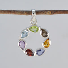 Multi Stone Dainty Mexican 92.5 Silver Hepta Harper Bubble multicolor Pendant Jewellery