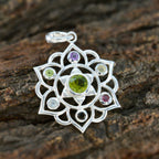 Multi Stone Classic American Silver Hepta Lily Rope-Wire multicolor Pendant Jewelry